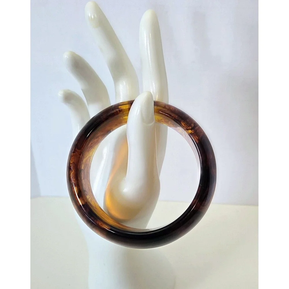 Vintage Wide Acrylic‎ Bangle Bracelet Tortoiseshell Rootbeer Boho Dark Academia
